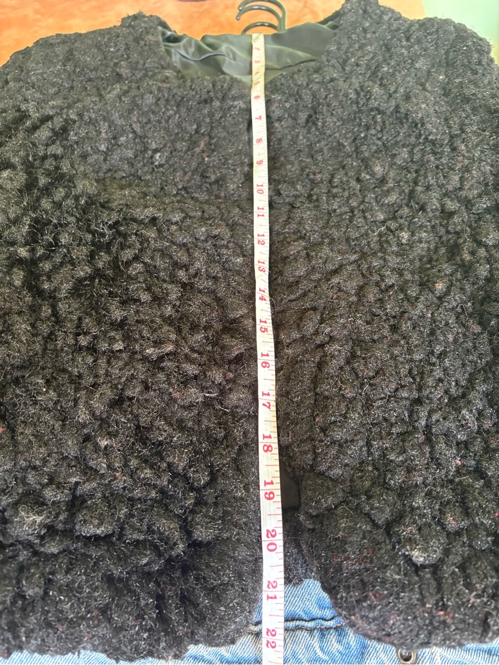 Black Faux Wool Fuzzy Textured Teddy Jacket - Picture 7 of 7
